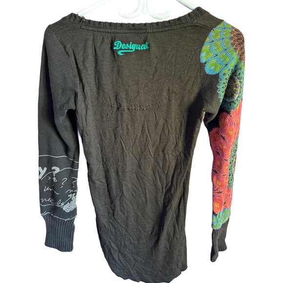 desigual brown floral orange and green long sleeve shirt - Picture 2 of 4